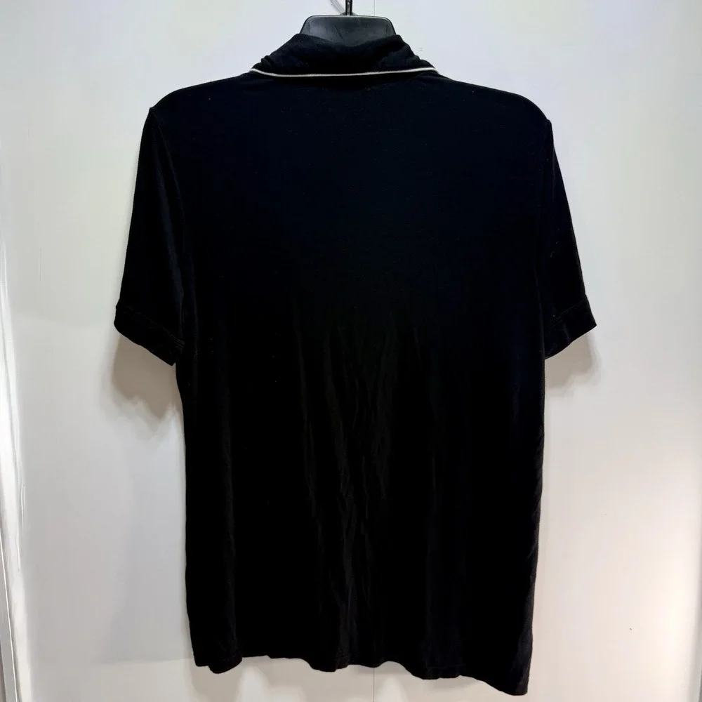 Ekouaer‎ Women's Black Pajamas Shirt Button Front Short Sleeve Size XL